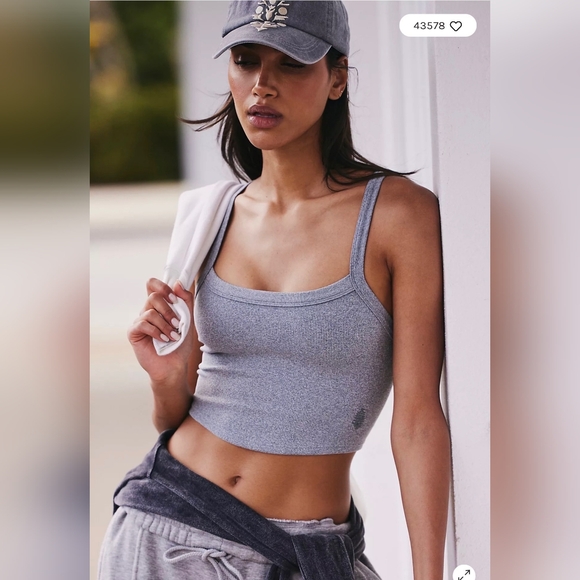 FP Movement "Clear Solid Cami" In Heathee Grey NWOT - Picture 1 of 4